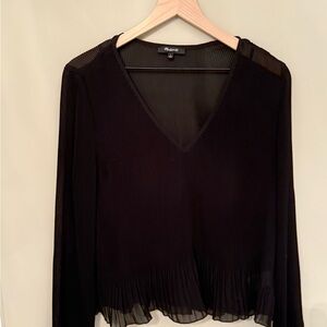 Madewell Sheer Black V-Neck Blouse